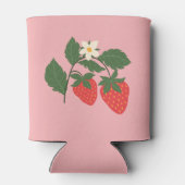 Zomer Vintage Roze Aardbei Boho Bruiloft Feest  Blikjeskoeler (Achterkant)