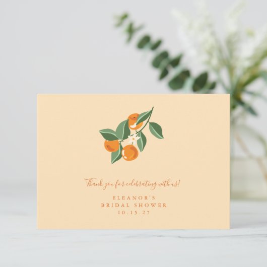 Zomer Vintage Sinaasappels Boho Aangepaste Bruilof Bedankkaart (Staand voorkant)