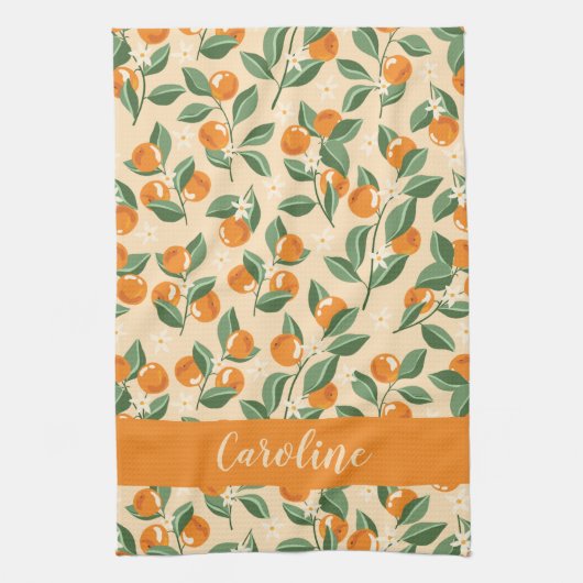 Zomer Vintage Sinaasappels Boho Fruit Persoonlijk Theedoek (Verticaal)
