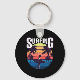 Zomer Vintage Surf Surfing Surfers Strand Palmboom Sleutelhanger