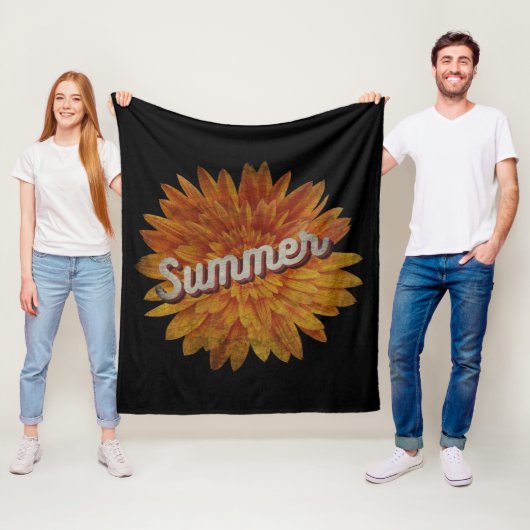 ZOMER VINTAGE ZONNEBLOEM FLEECE DEKEN (In situ)