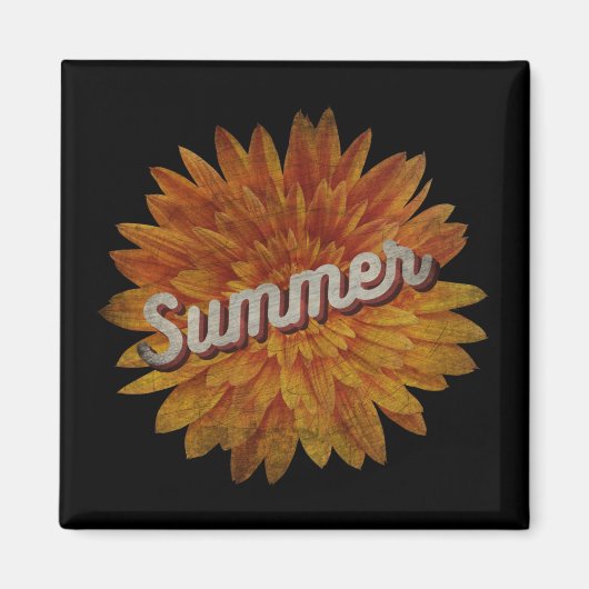 ZOMER VINTAGE ZONNEBLOEM MAGNEET (Voorkant)