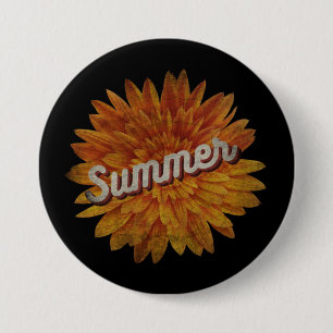 ZOMER VINTAGE ZONNEBLOEM RONDE BUTTON 7,6 CM