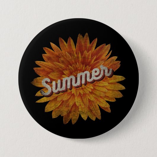 ZOMER VINTAGE ZONNEBLOEM RONDE BUTTON 7,6 CM (Voorkant)