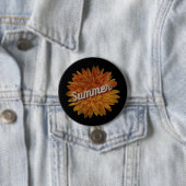 ZOMER VINTAGE ZONNEBLOEM RONDE BUTTON 7,6 CM (In situ)