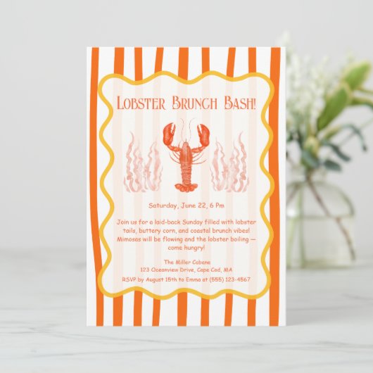 Zomer Vis en zeevruchten Bash - Lobster Boil Brunc Kaart (Staand voorkant)