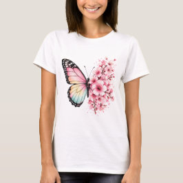 Zomer Vlinder Bloemen Waterverf Bloemendesign T-shirt