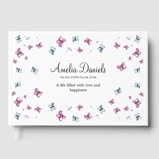 Zomer vlinder in het geheugen gastenboek (Voorkant)