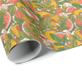 Zomer Voedsel  Illustratiepatroon Cadeaupapier (Rol Hoek)