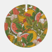 Zomer Voedsel  Illustratiepatroon Glas Ornament (Achterkant)