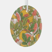 Zomer Voedsel  Illustratiepatroon Glas Ornament (Voorkant Rechts)