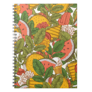 Zomer Voedsel Illustratiepatroon Notitieboek