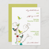 Zomer Vogels En Krullen Save The Date Ansichtkaart Aankondigingskaart (Voorkant / Achterkant)