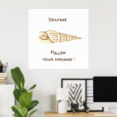 Zomer Volg je dromen Schelp Romantisch Schattig Pa Poster (Thuiskantoor)