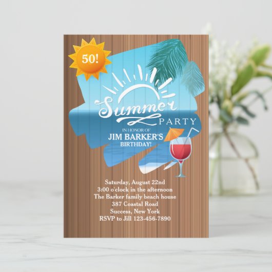 Zomer vrijetijdsfeest uitnodiging (Staand voorkant)