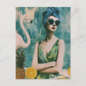 zomer vrouw Mixed Media Collage Briefkaart (Voorkant)