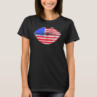 Zomer Vrouwen 4e van Juli Lippen Amerikaanse Vlag T-shirt