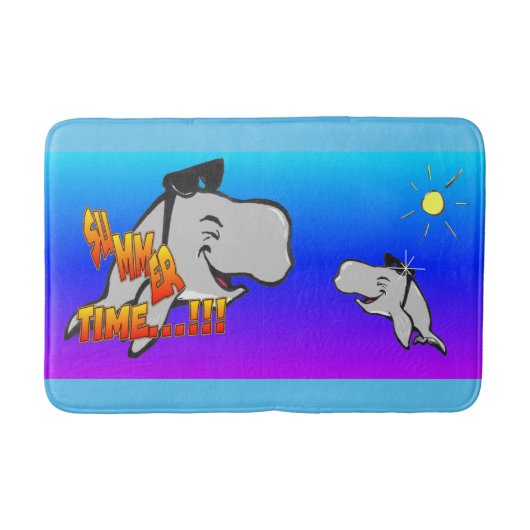 Zomer Walvissen Cartoon Turquoise Badmat (Voorkant)