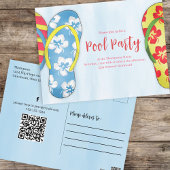 Zomer Watercolor Pool Party Aangepast Briefkaart