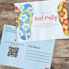 Zomer Watercolor Pool Party Aangepast Briefkaart