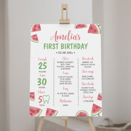 Zomer Watermeloen 1e Verjaardag Mijlpaal Bord Poster