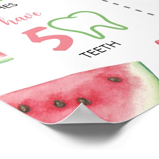 Zomer Watermeloen 1e Verjaardag Mijlpaal Bord Poster (Hoek)