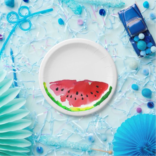 Zomer Watermeloen Aquarel Papieren Bordje (Feest)