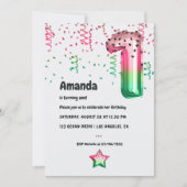 Zomer Watermeloen Ballon 1e Verjaardagsfeest Kaart (Voorkant)