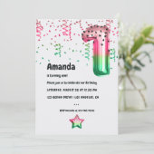 Zomer Watermeloen Ballon 1e Verjaardagsfeest Kaart (Staand voorkant)