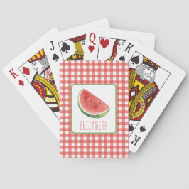 Zomer Watermeloen en Rode Gingham Gestreepte Stof Pokerkaarten