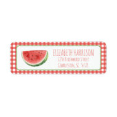 Zomer Watermeloen en Rode Gingham Plaid Etiket (Voorkant)
