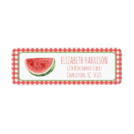 Zomer Watermeloen en Rode Gingham Plaid Etiket