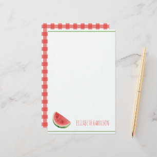 Zomer Watermeloen en Rode Gingham Strepen Briefpapier