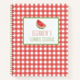 Zomer Watermeloen en Rode Gingham Strepen Notitieboek