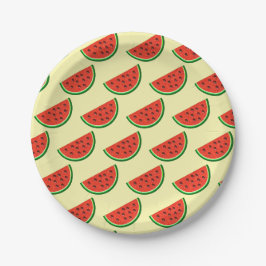 Zomer Watermeloen Gele Cadeaupapier Papieren Bordje
