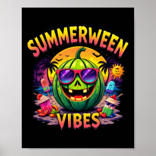 Zomer Watermeloen Jack-o-lantern Zomer Vibes Poster