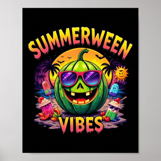 Zomer Watermeloen Jack-o-lantern Zomer Vibes Poster (Voorkant)
