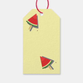 Zomer Watermeloen Schijf Patroon, Rood, Groen Geel Cadeaulabel