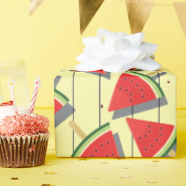 Zomer Watermeloen Schijven Patroon, Rood en Groen  Cadeaupapier
