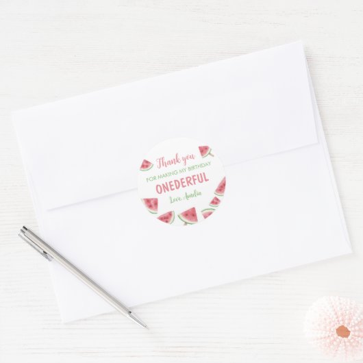 Zomer Watermeloen Verjaardag Ronde Sticker (Envelop)