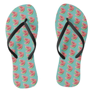 Zomer Watermeloen Waterverf Paar Gesneden Fruit Teenslippers