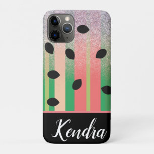 Zomer Watermeloen Zaad Streep Illustratie Glitter Case-Mate iPhone Case