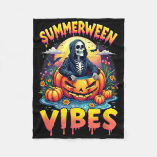 Zomer Watermeloen Zomer Vibes Skeleton Jack-o Fleece Deken