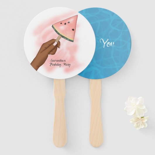 Zomer Watermelon Beach Party Handwaaier (Voorkant en achterkant)
