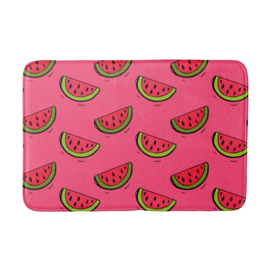 Zomer Watermelon op Roze Patroon Badmat (Voorkant)