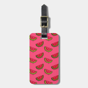Zomer Watermelon op Roze Patroon Bagagelabel