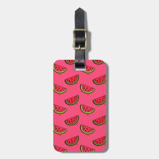 Zomer Watermelon op Roze Patroon Bagagelabel (Voorkant verticaal)