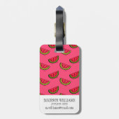 Zomer Watermelon op Roze Patroon Bagagelabel (Achterkant verticaal)