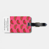 Zomer Watermelon op Roze Patroon Bagagelabel (Achterkant horizontaal)