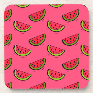 Zomer Watermelon op Roze Patroon Bier Onderzetter